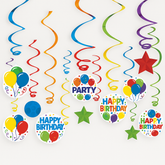 Colorful Swirly Birthday Celebration Hanging Decorations
